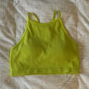 Lime Green Ribbed Crop Tank Top